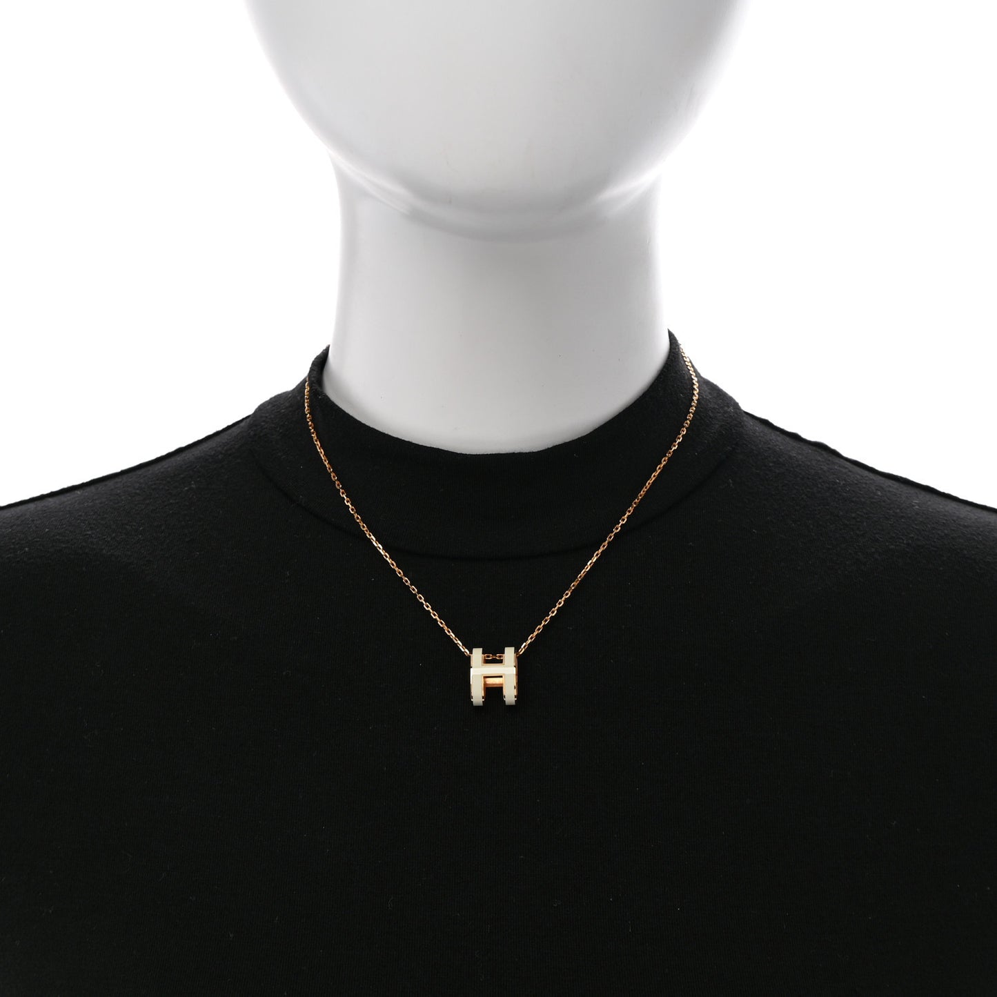 Lacquered Rose Gold Pop H Pendant Necklace White