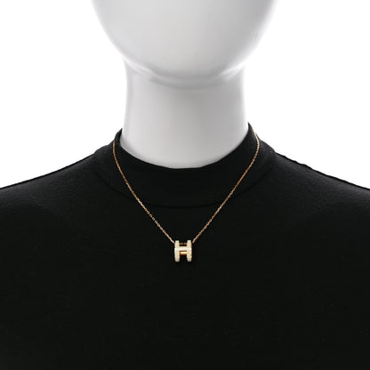 Hermes Lacquered Rose Gold Pop H Pendant Necklace White 2 of 5