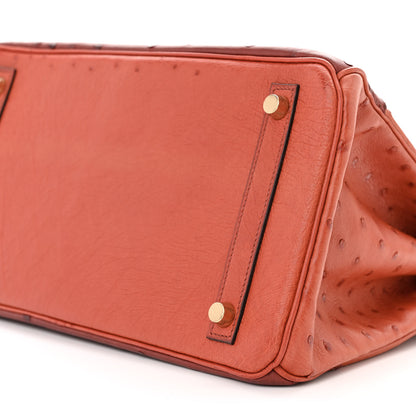 Hermes Ostrich Ghillies Birkin 30 Brique Rouge H 10 of 17