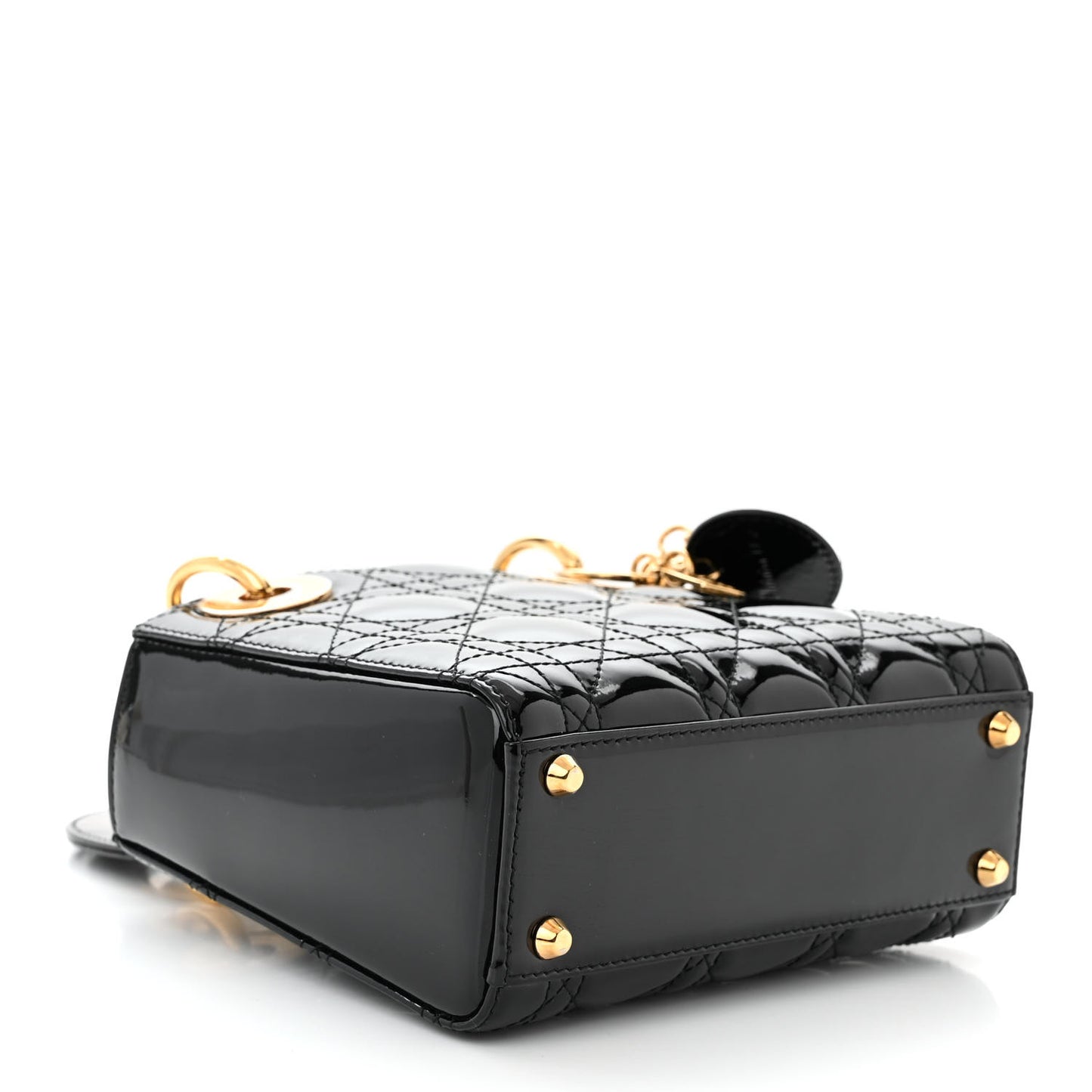 Patent Cannage Mini Lady Dior Black