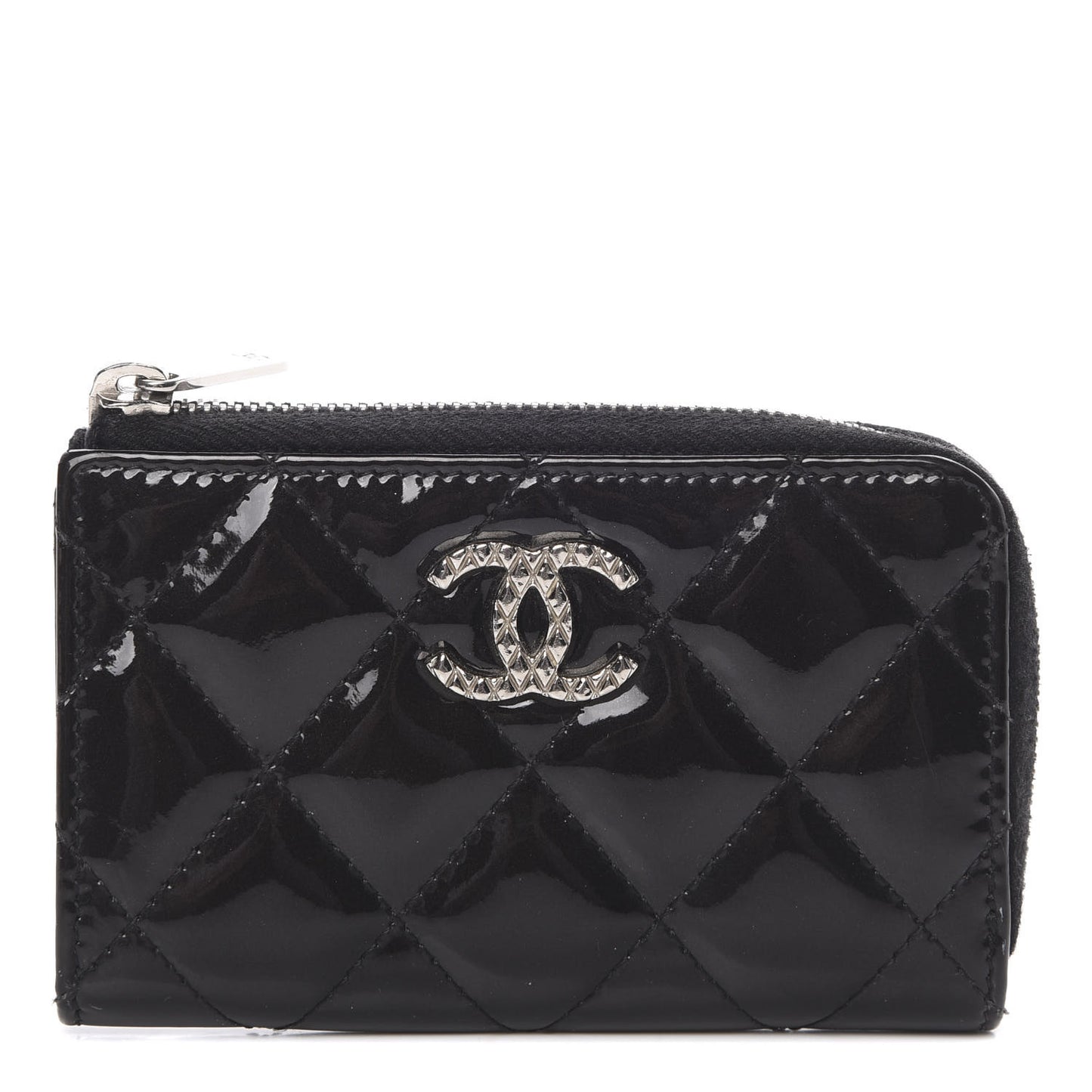 Patent Quilted Brilliant Key Holder Case Black