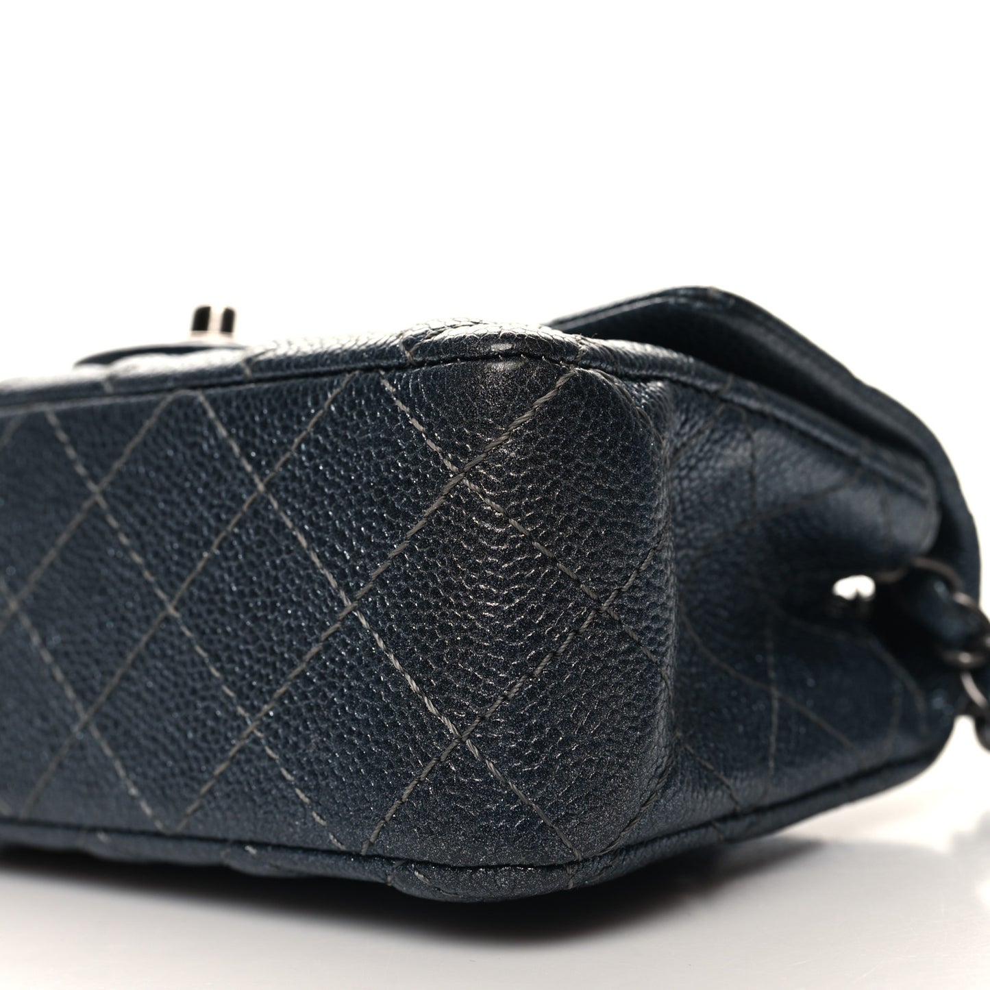 Caviar Quilted Mini Rectangular Flap Charcoal