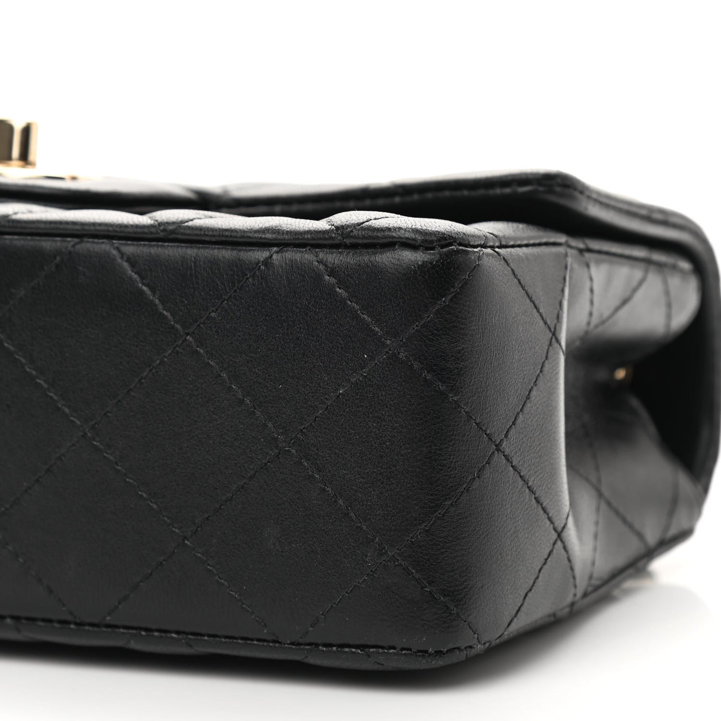 Lambskin Quilted Mini Rectangular Flap Black
