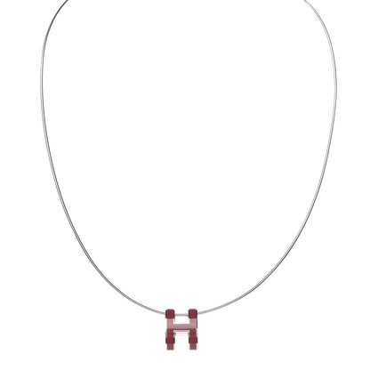 Hermes Palladium Lacquered Pop H Pendant Necklace Rouge H 1 of 6