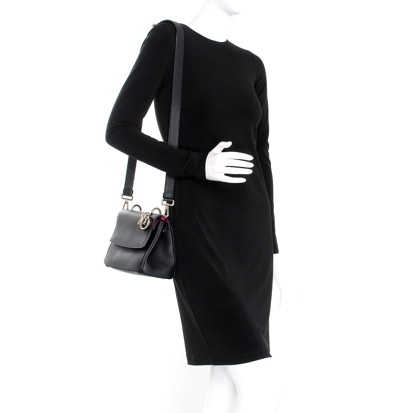 Bullcalf Mini Be Dior Flap Black Fraise