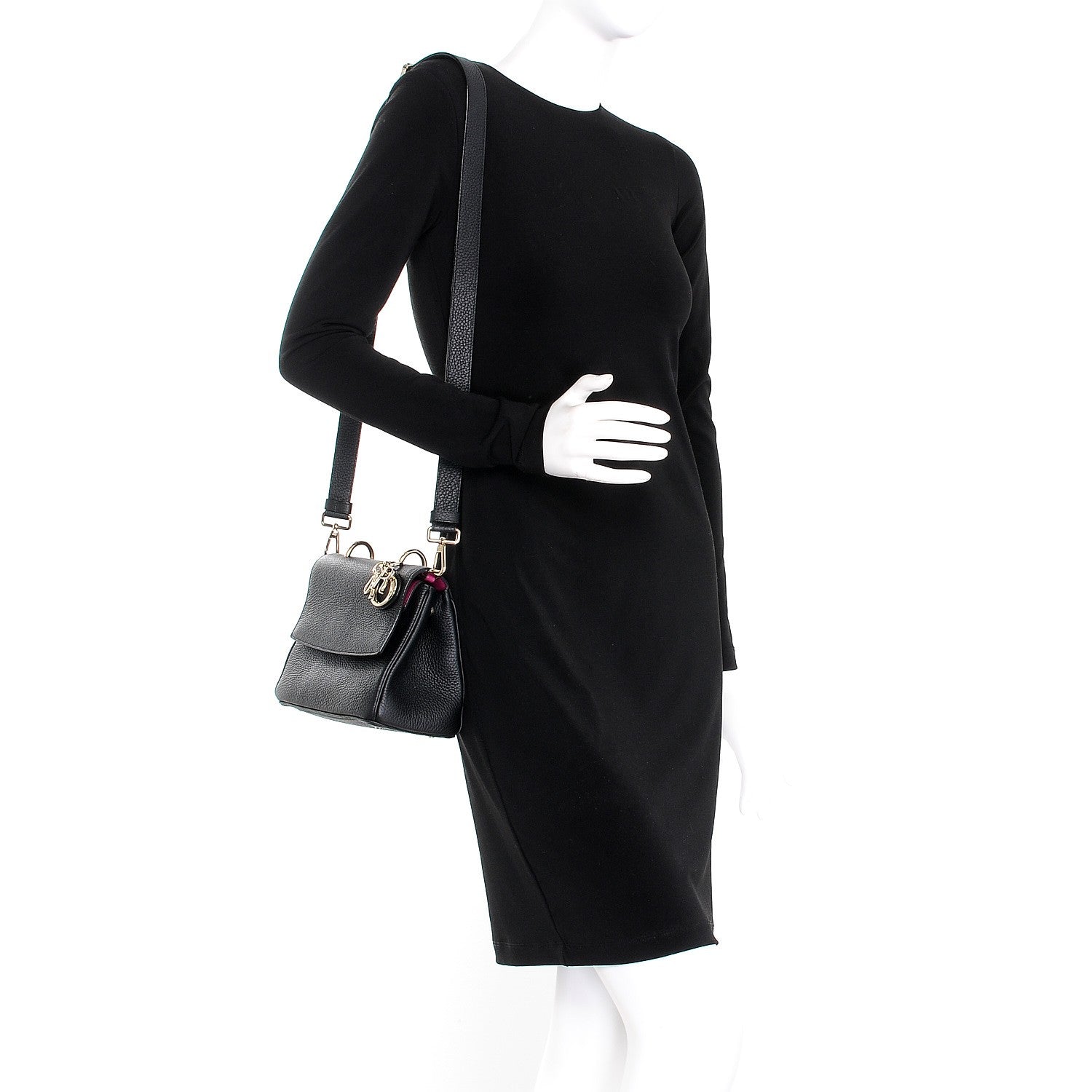 Christian Dior Bullcalf Mini Be Dior Flap Black Fraise 2 of 8