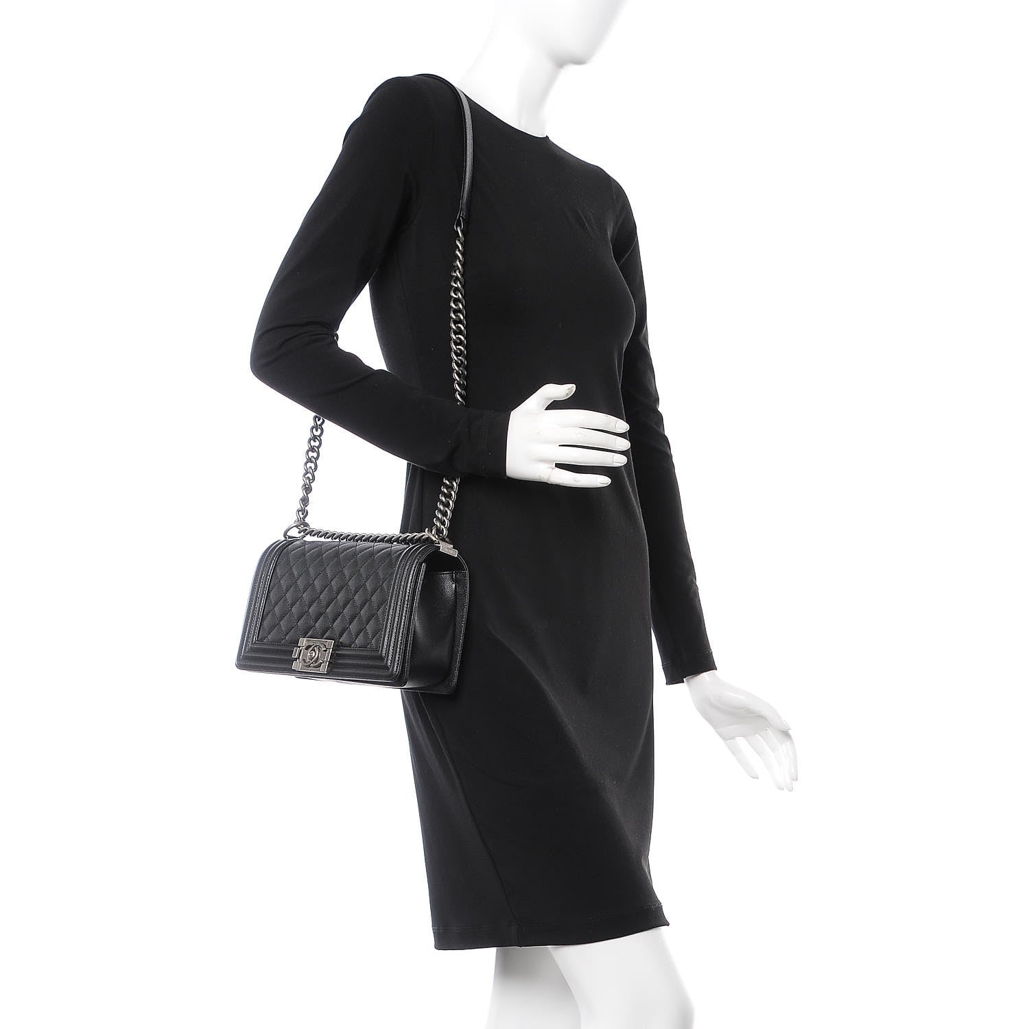 Chanel Caviar Quilted Medium Boy Flap Black 2 of 8