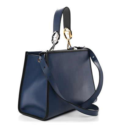 Fendi Vitello Century Opaco F is Fendi Bi-Color Small Runaway Satchel Blue Black 3 of 10