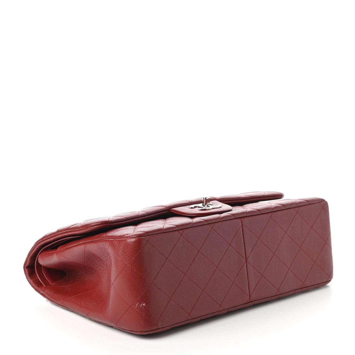 Caviar Quilted Jumbo Double Flap Dark Red