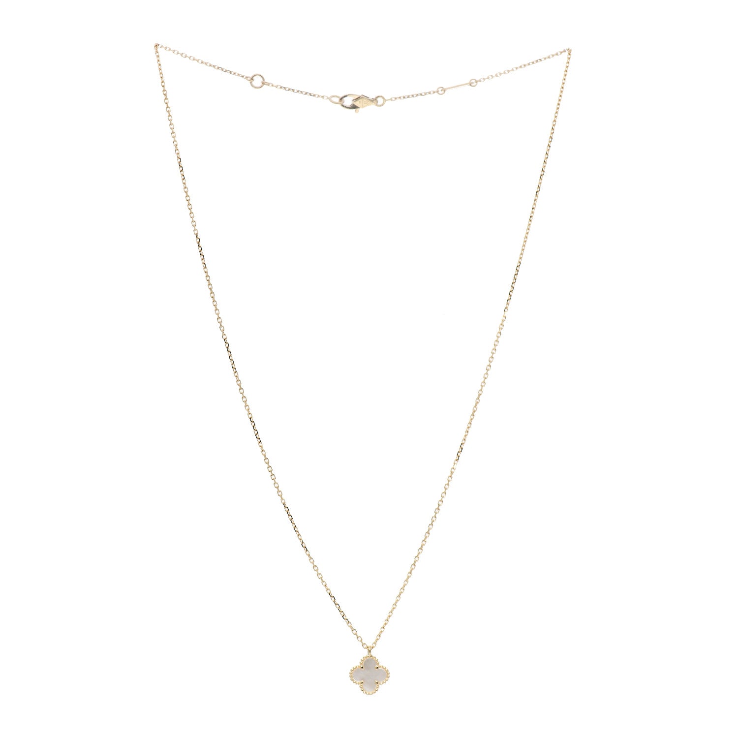 Van Cleef & Arpels 18K Yellow Gold Mother of Pearl Sweet Alhambra Pendant Necklace 3 of 7
