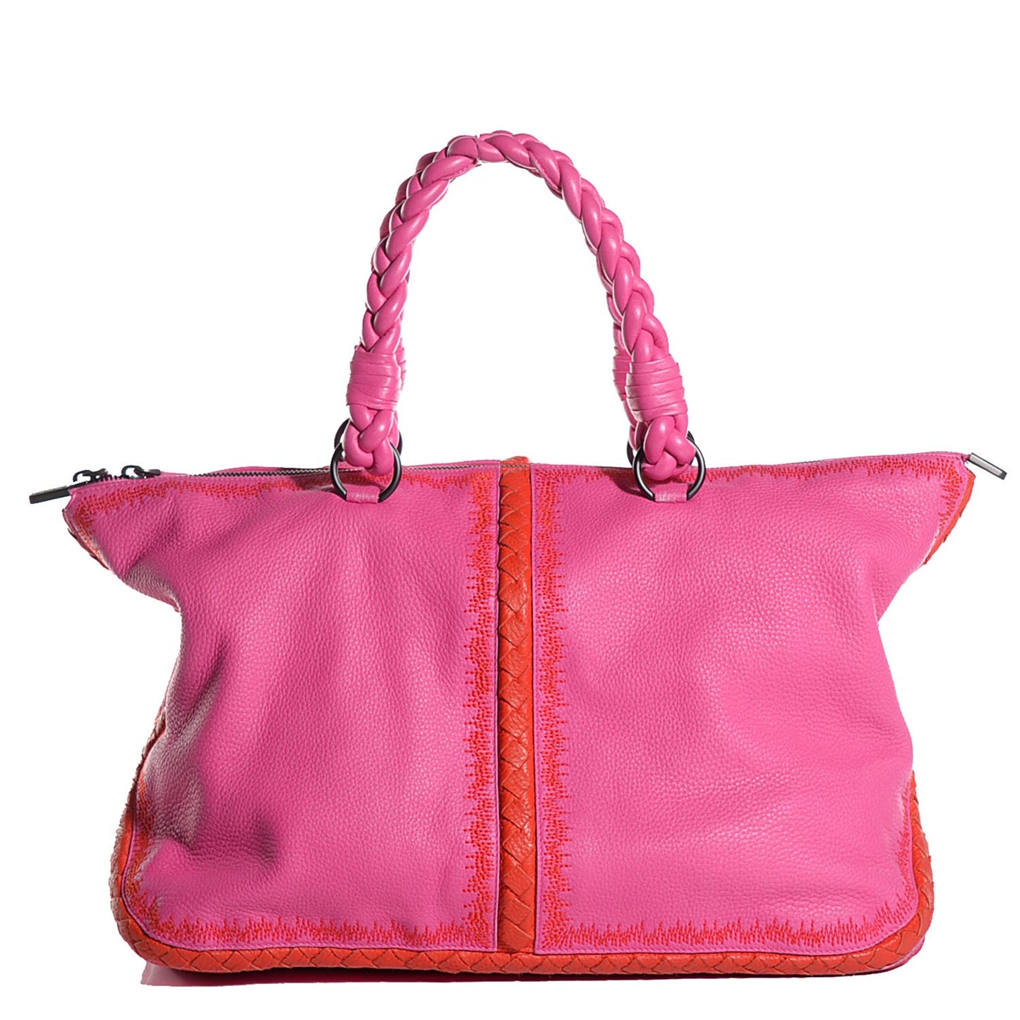 Washed Cervo Deerskin Braided Tote Fire Shock