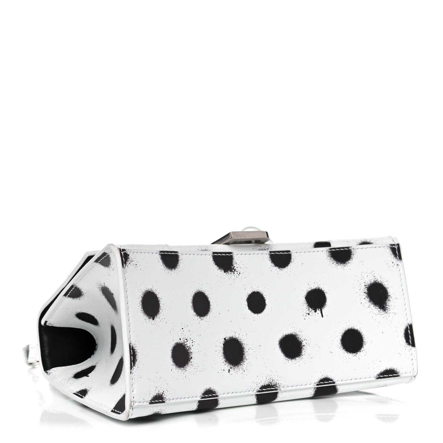 Balenciaga Smooth Calfskin Spray Polka Dot Small Hourglass Top Handle Bag White Black 4 of 9