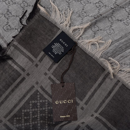 Gucci Wool Silk GG Monogram Diamante Cavendish Square Shawl Brown 2 of 3
