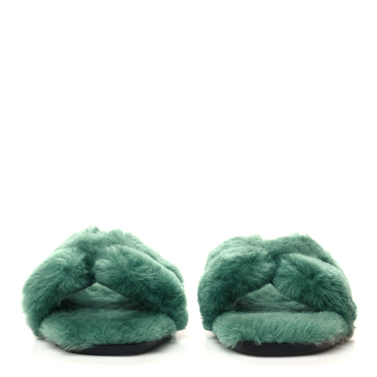 Hermes Woolskin Oran Sandals 35 Vert Anglais 2 of 8