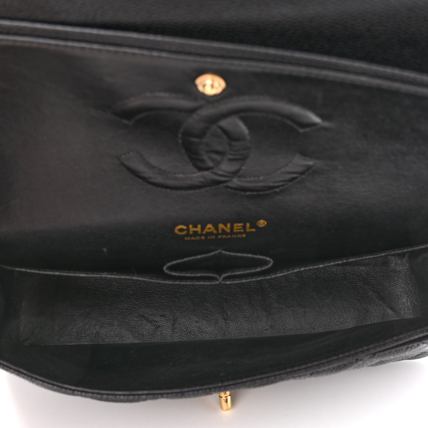 Caviar Quilted Medium Double Flap Black