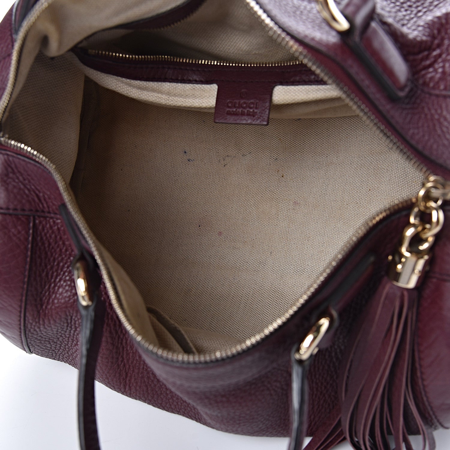 Gucci Pebbled Calfskin Medium Soho Boston Burgundy 8 of 14