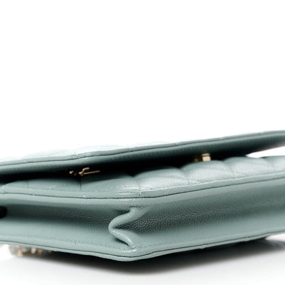 Chanel Caviar Quilted Wallet on Chain WOC Light Blue 10 of 12