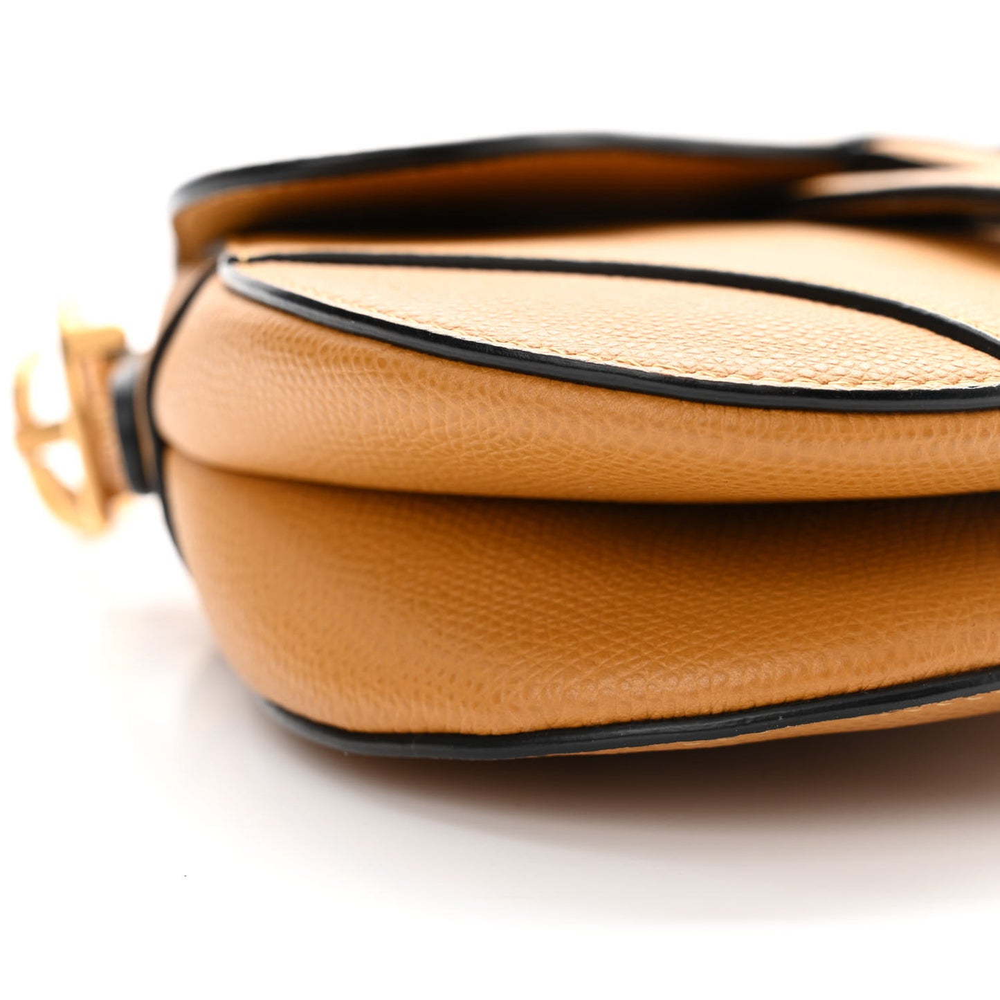 Grained Calfskin Mini Saddle Bag Dark Yellow