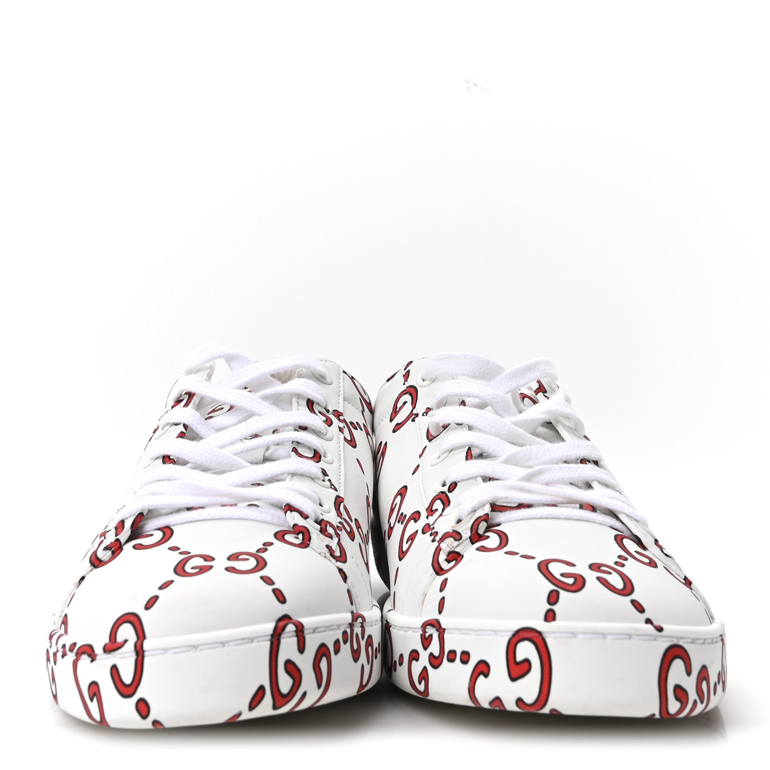 Gucci Calfskin GucciGhost Print Womens Ace Sneakers 40.5 White Hibiscus Red 3 of 10
