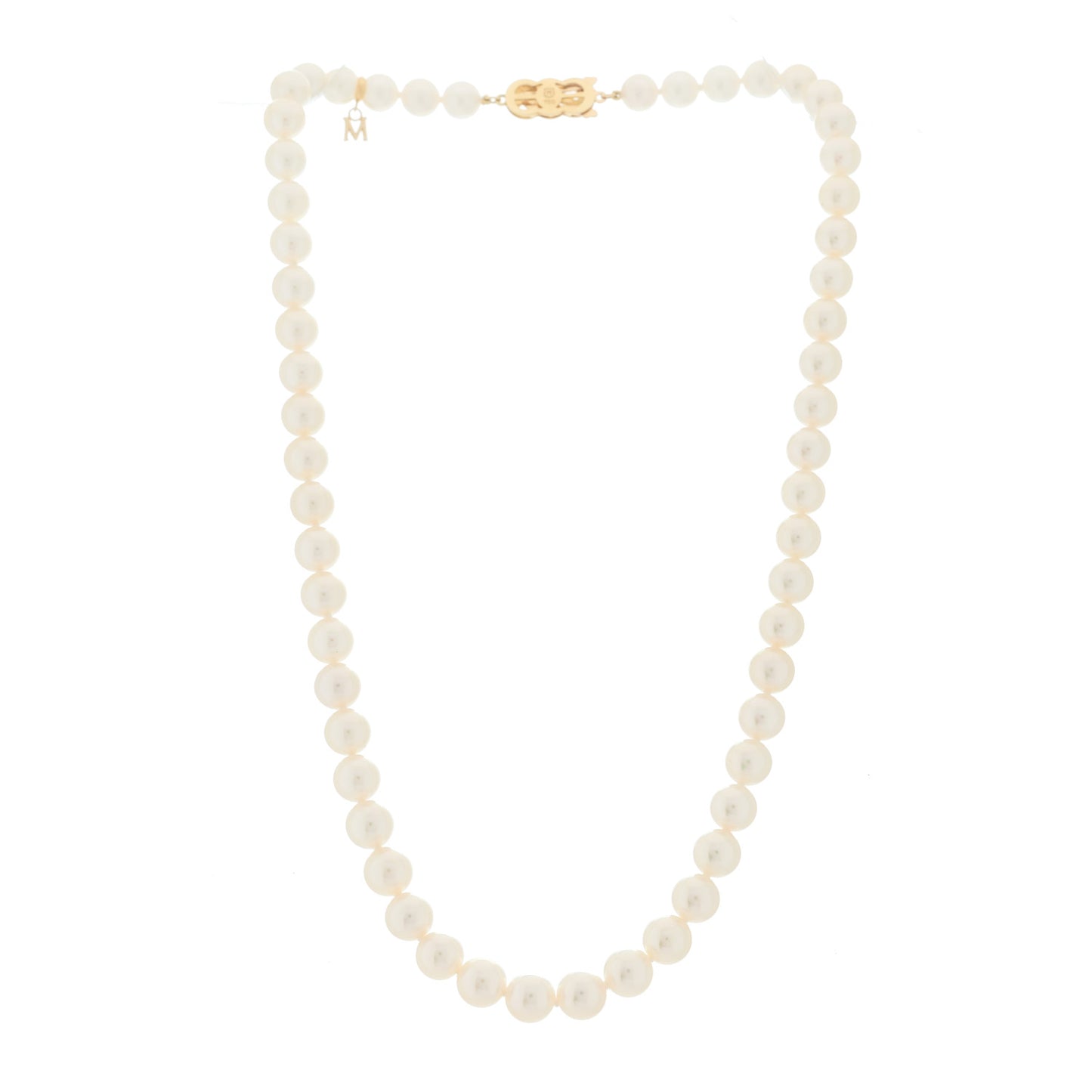 18K Yellow Gold Akoya Cultured Pearl 7.5-8mm Strand Necklace