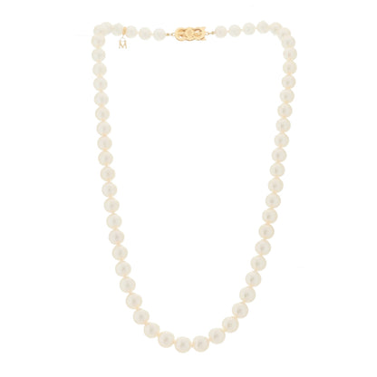 Mikimoto 18K Yellow Gold Akoya Cultured Pearl 7.5-8mm Strand Necklace 3 of 6