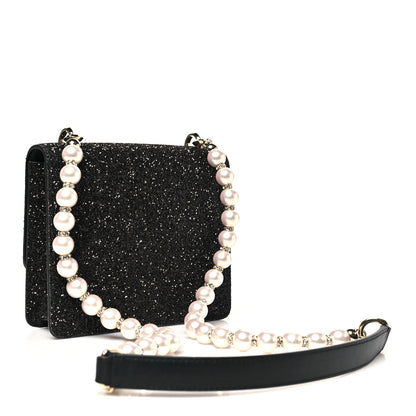 Jimmy Choo Coarse Glitter Pearl Varenne Shoulder Bag Black 3 of 9