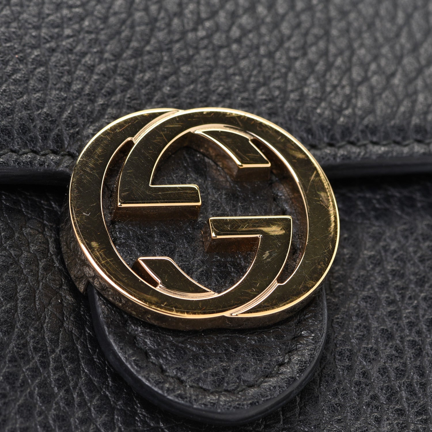 Gucci Dollar Calfskin Interlocking G Chain Wallet Black 12 of 12