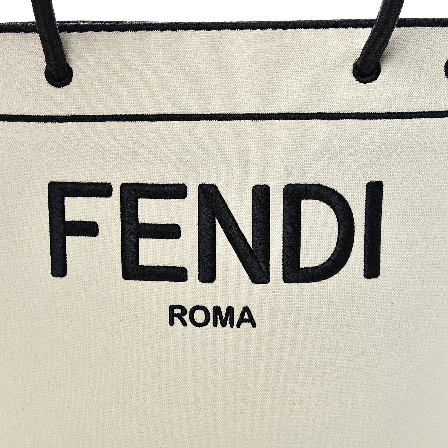Fendi Canvas Logo Large Shopping Tote Grezzo Black 5 of 12