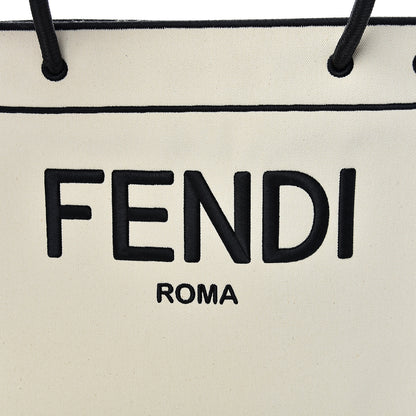 Fendi Canvas Logo Large Shopping Tote Grezzo Black 5 of 12