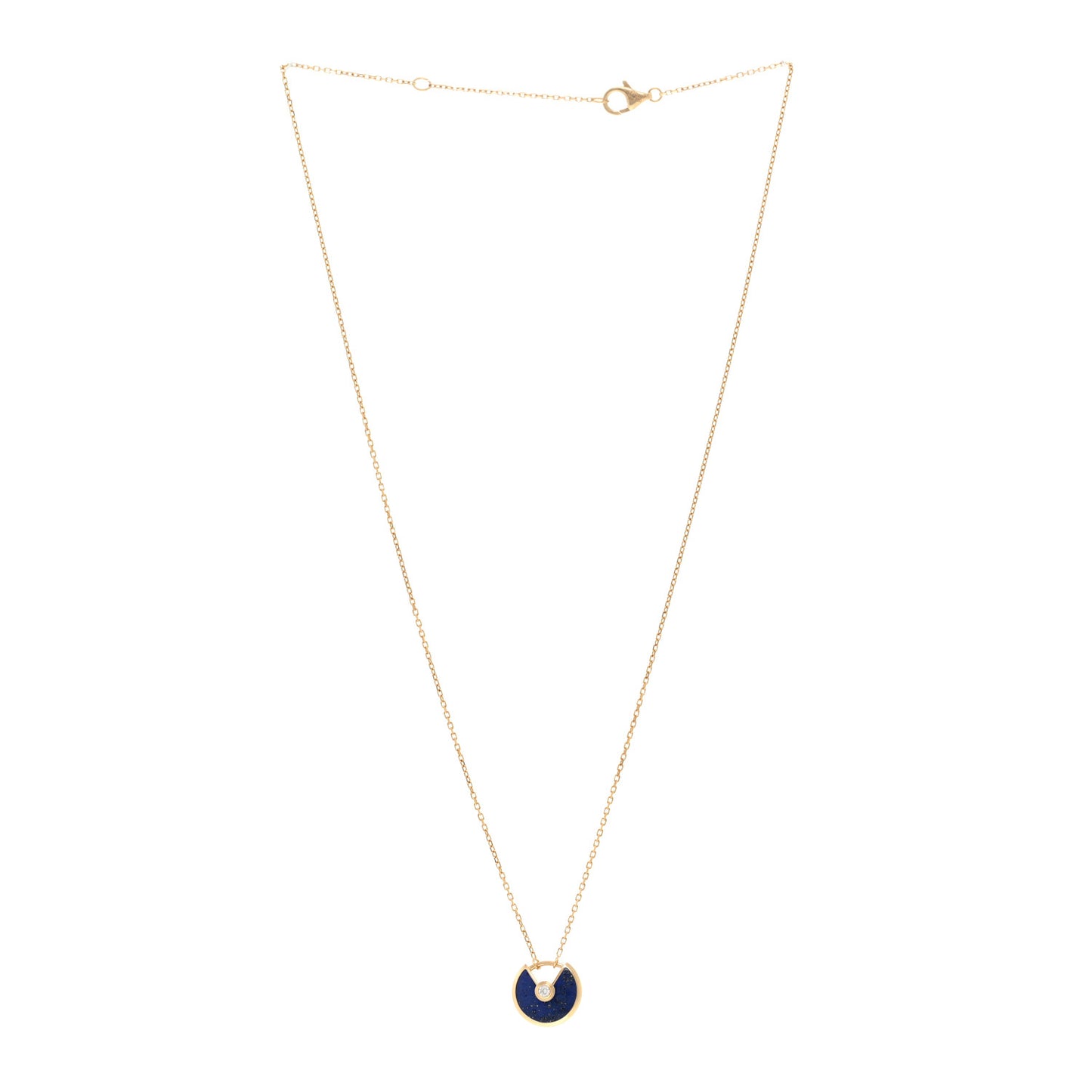 18K Yellow Gold Diamond Lapis Lazuli XS Amulette de Cartier Pendant Necklace