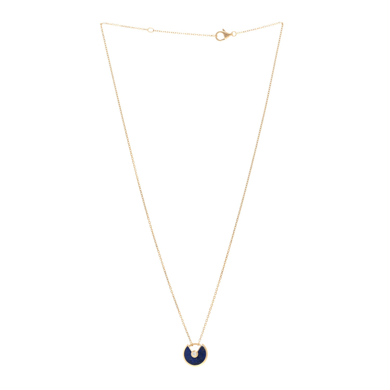 Cartier 18K Yellow Gold Diamond Lapis Lazuli XS Amulette de Cartier Pendant Necklace 3 of 5