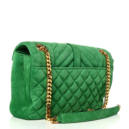 Saint Laurent Suede Tri-Quilt Monogram Medium College Bag Green 2 of 6