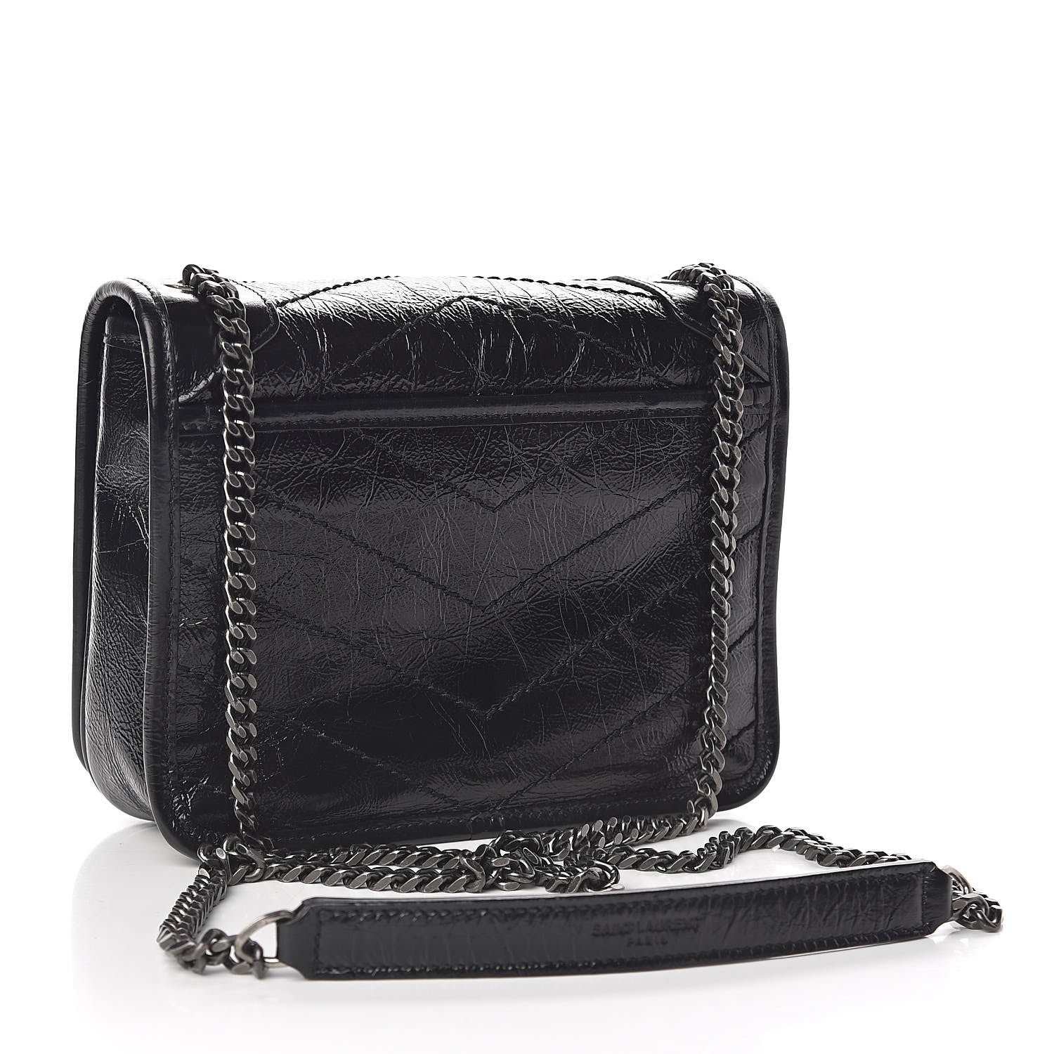 Saint Laurent Crinkled Calfskin Matelasse Monogram Niki Chain Wallet Black 3 of 10