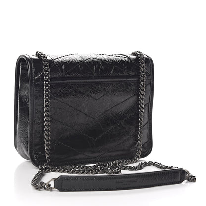 Saint Laurent Crinkled Calfskin Matelasse Monogram Niki Chain Wallet Black 3 of 10