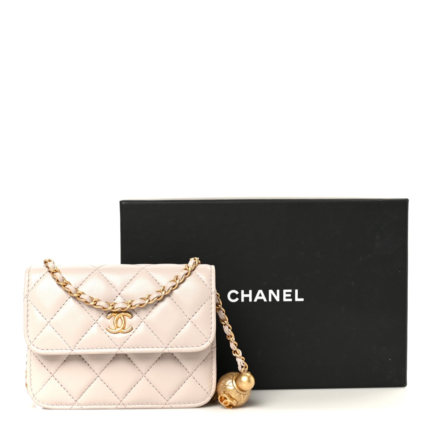 Lambskin Quilted Pearl Crush Clutch With Chain Light Purple