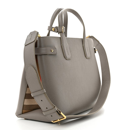 Burberry Derby Calfskin House Check Medium Banner Tote Taupe Brown 3 of 10