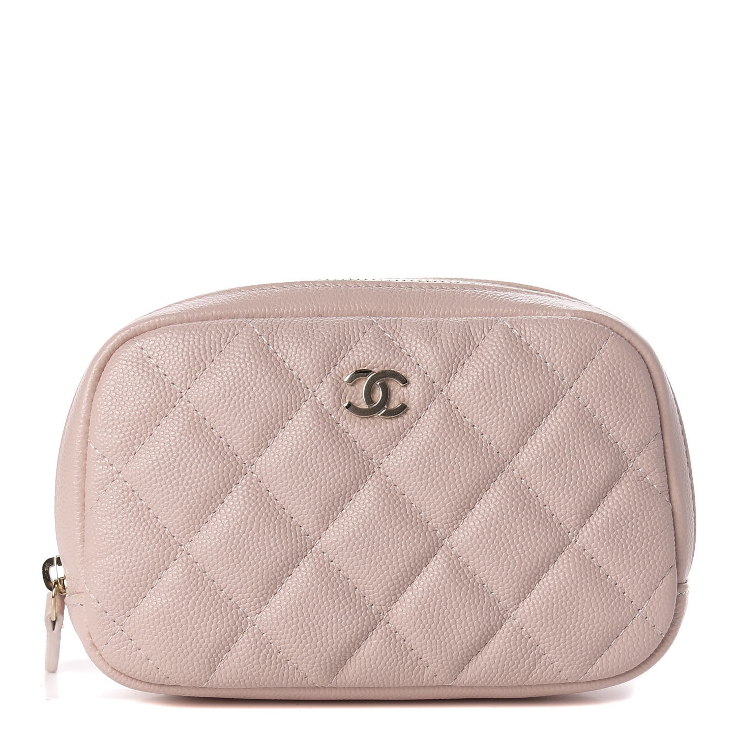 Caviar Quilted Small Curvy Pouch Cosmetic Case Light Pink