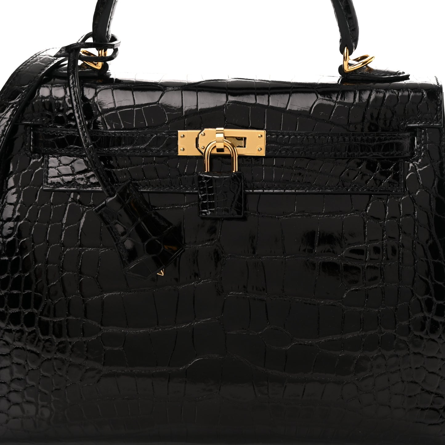 Shiny Alligator Kelly Sellier 25 Black