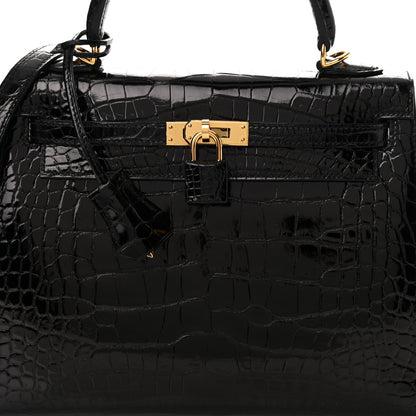 Hermes Shiny Alligator Kelly Sellier 25 Black 8 of 11