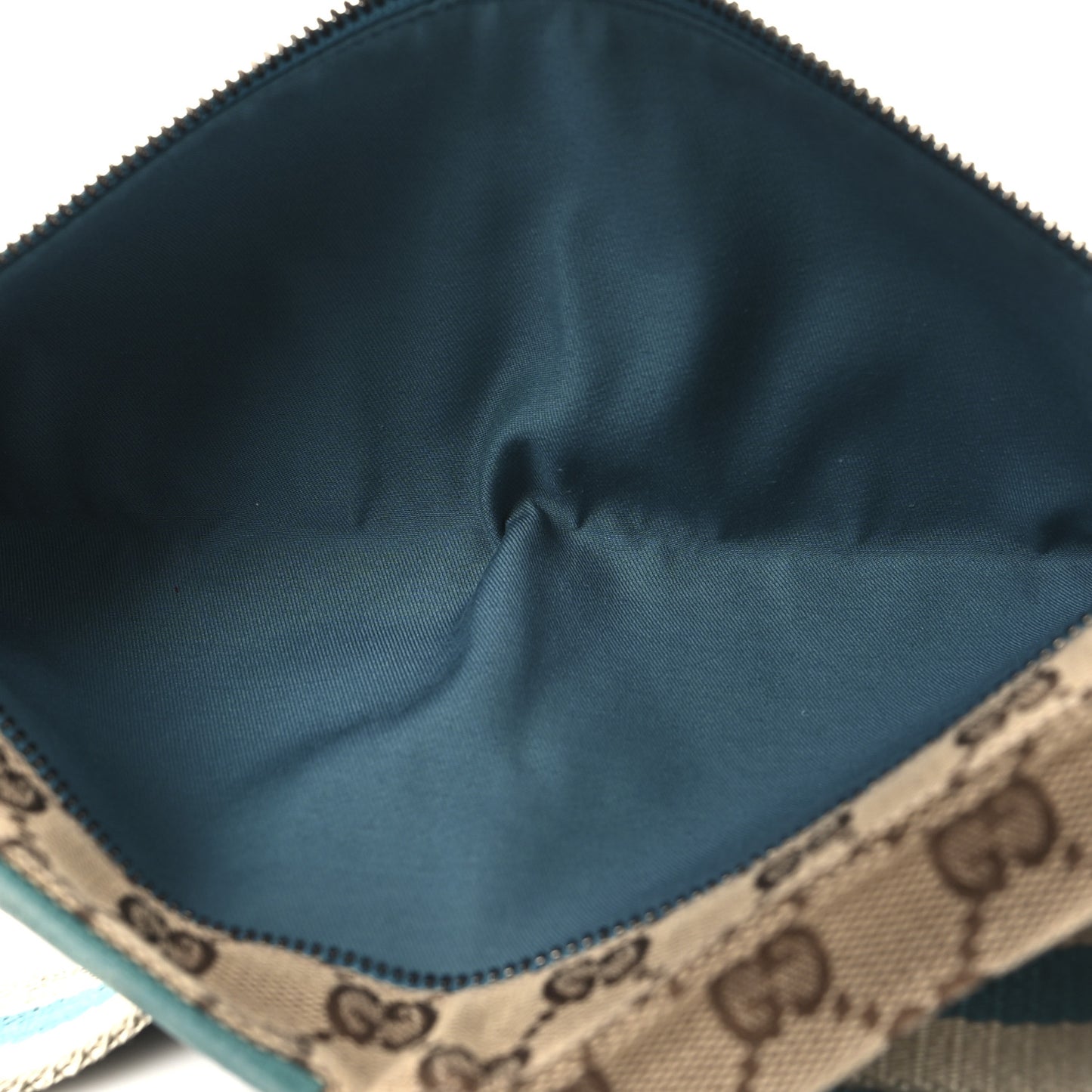 GG Monogram Web Double Pocket Belt Bag Turquoise