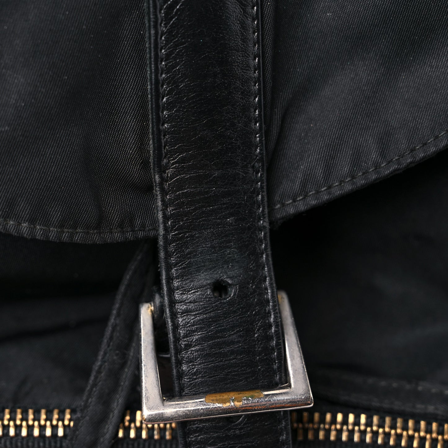 Tessuto Nylon Crocodile Embossed Calfskin Cinch Backpack Black