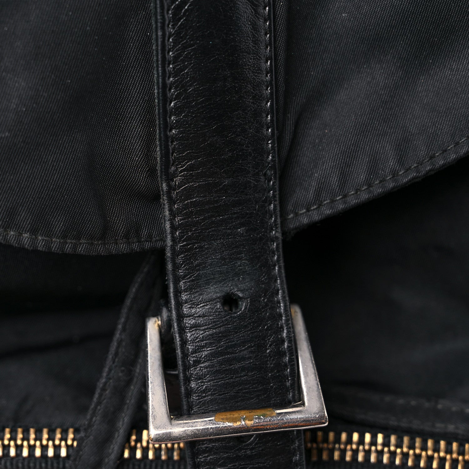 Prada Tessuto Nylon Crocodile Embossed Calfskin Cinch Backpack Black 18 of 28