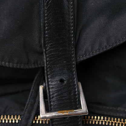 Prada Tessuto Nylon Crocodile Embossed Calfskin Cinch Backpack Black 18 of 28