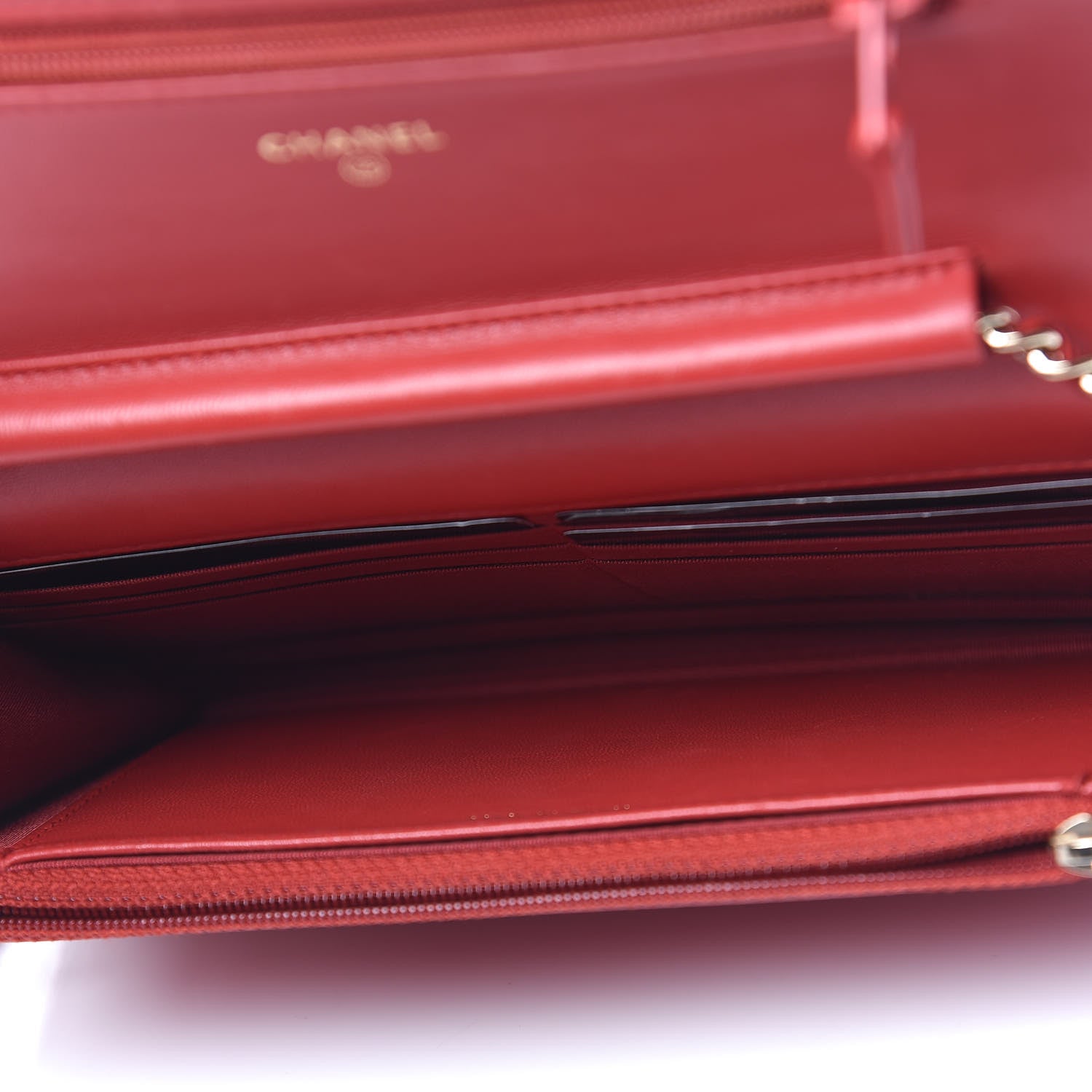 Chanel Lambskin Quilted Boy Wallet On Chain WOC Red 7 of 12