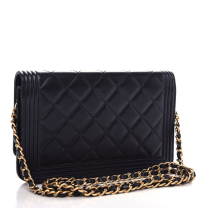 Chanel Lambskin Quilted Boy Wallet On Chain WOC Black 3 of 12