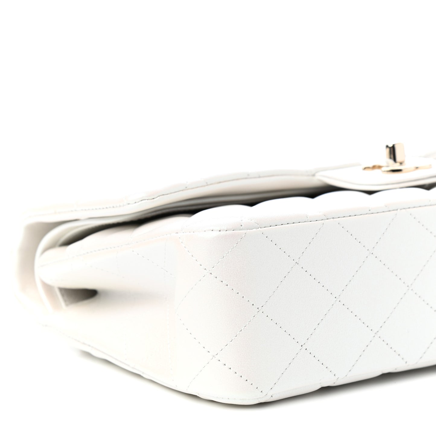 Iridescent Calfskin Quilted Medium Double Flap White