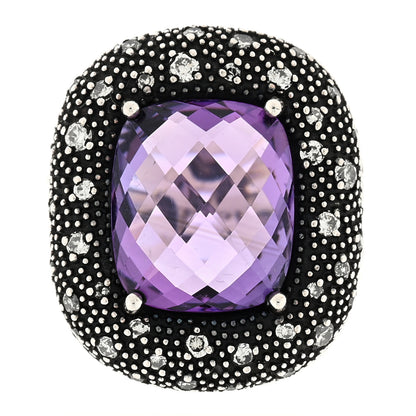 David Yurman Sterling Silver Diamond Amethyst 14mm Midnight Melange Ring 52 6 1 of 4