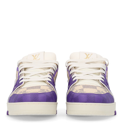 Louis Vuitton Damier Grained Calfskin Monogram Mens LV Trainer Sneakers 10 Purple 3 of 10