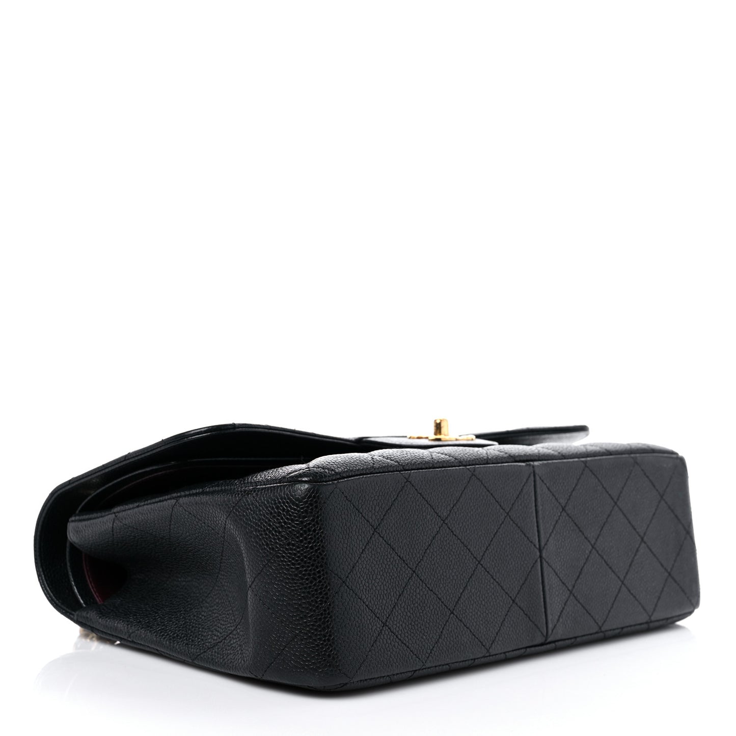 Caviar Quilted Jumbo Double Flap Black