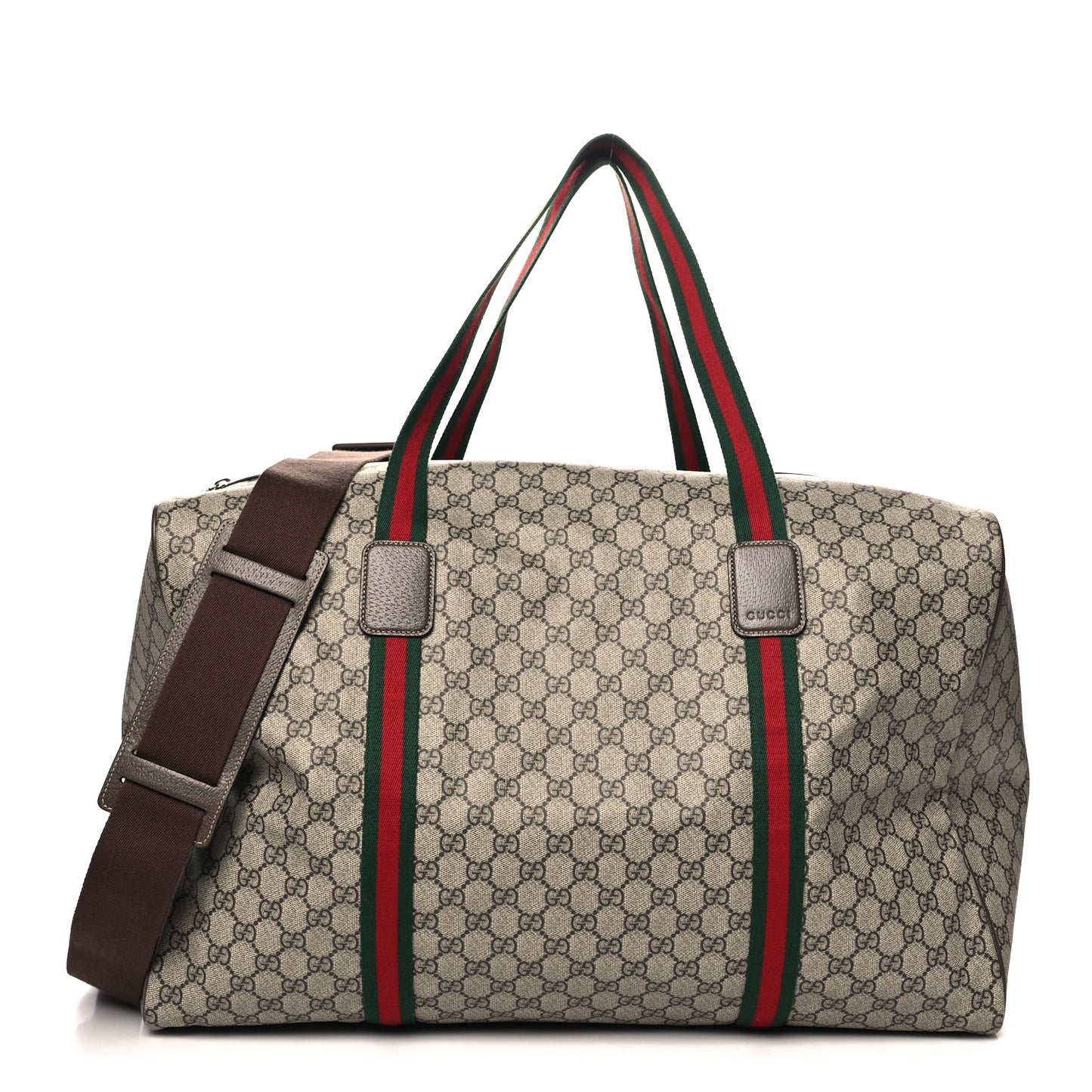 GG Supreme Monogram Web Large Duffle Bag Brown